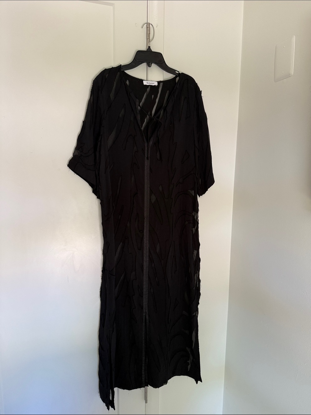Black Maxi Dress with Textured Sheer Overlay